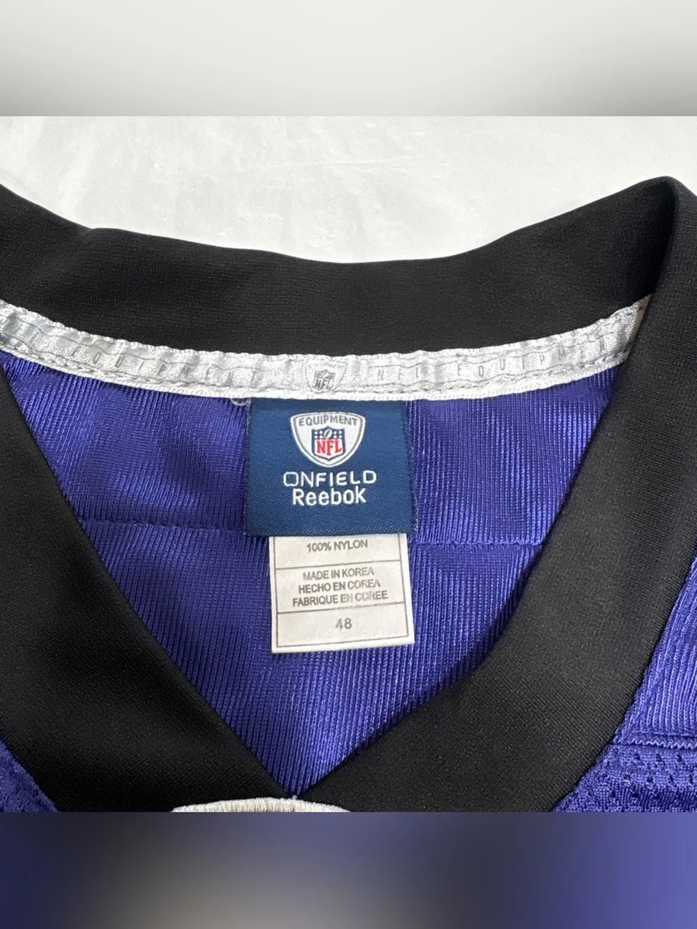 Reebok On Field BALTIMORE RAVENS NFL JERSEY #52 R. LEWIS Mens 48 XL Purple